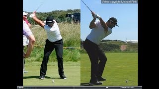 Jon Rahm golf swing  Long Iron faceon amp downtheline July 2017 [upl. by Sheeb622]