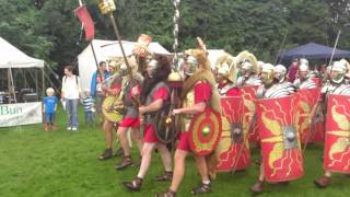 Roman Reenactment at the Amphitheatre in Caerleon Marching In [upl. by Elbys]