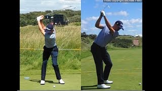 Justin Thomas golf swing  Long Iron faceon amp downtheline July 2017 [upl. by Rebme]