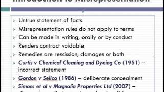 Misrepresentation Lecture 1 of 4 [upl. by Kanter]